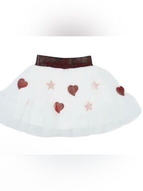 NWT Doe A Dear White Heart & Star Double Layered Tutu Holiday Valentine- Size 4T
